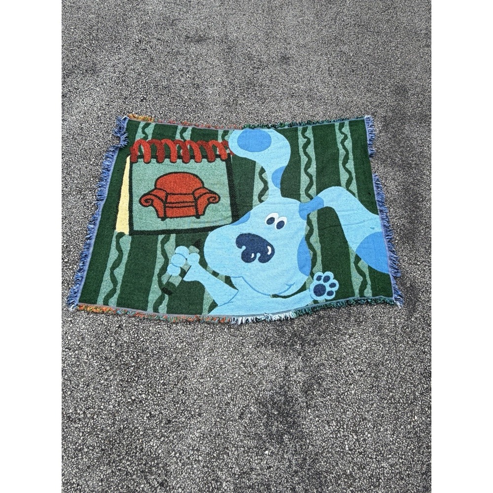 Vintage Blue's Clues Throw Blanket 42x54 Nickelodeon Cartoon Tapestry READ